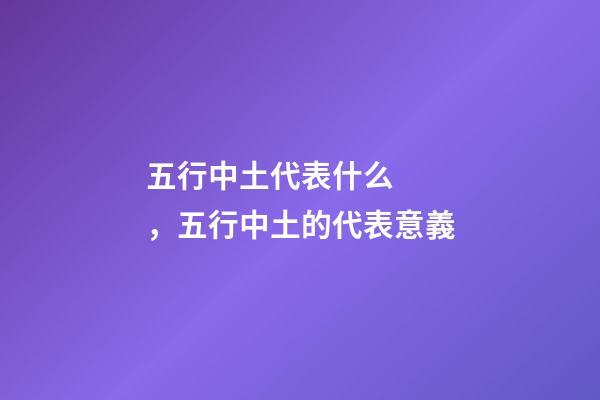 五行中土代表什么，五行中土的代表意義